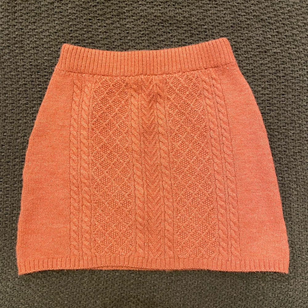 Orange Knit Mini Skirt